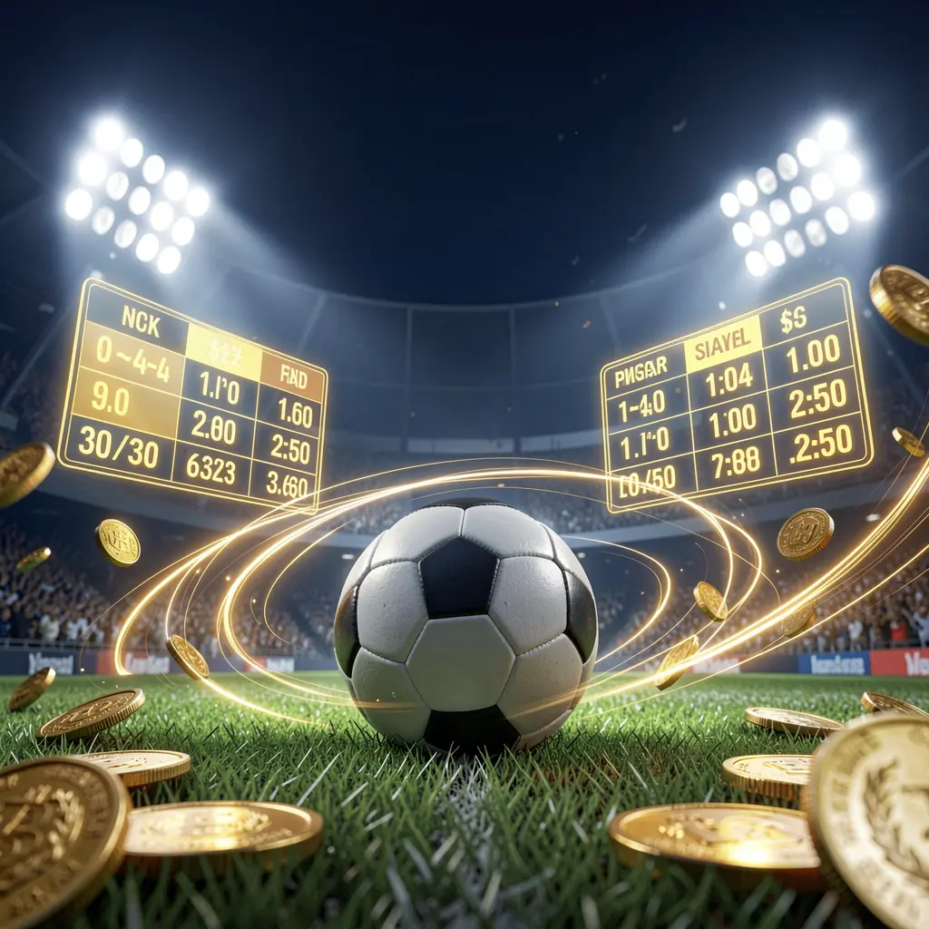 LAXMI8 sports betting hero banner featuring a football stadium at night with bright floodlights, a soccer ball on green grass, glowing odds panels, golden coins, and dynamic light trails in a premium dark blue and gold cinematic 3D render LAXMI8 sports betting hero banner featuring a football stadium at night with bright floodlights, a soccer ball on green grass, glowing odds panels, golden coins, and dynamic light trails in a premium dark blue and gold cinematic 3D render